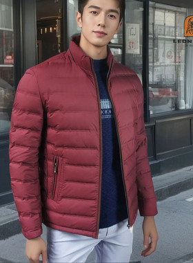 缺5054码LEONARDO利奥纳多男亚光立领拉链冬季长袖鸭绒羽绒服0219