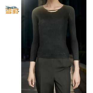 雪豹秋冬季长袖套头女装低圆领针织紧身修身羊毛羊绒衫毛衣826