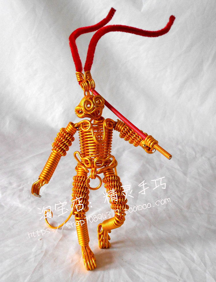 纯手工制作铝线工艺品摆件孙悟空模型彩色特色礼品【可随意造型】