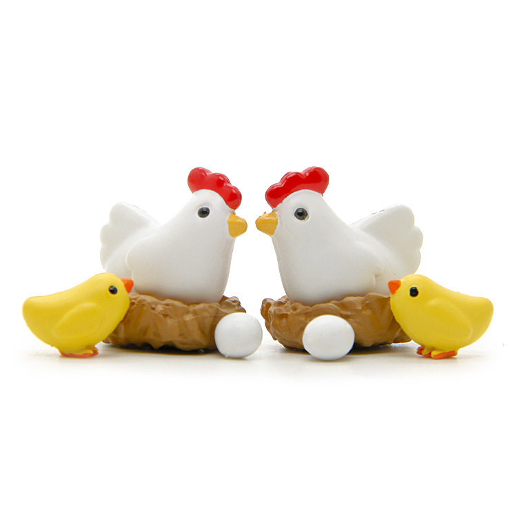 zakka杂货小鸡一家窝鸡母鸡小鸡鸡蛋手办diy微景观园艺造景公仔