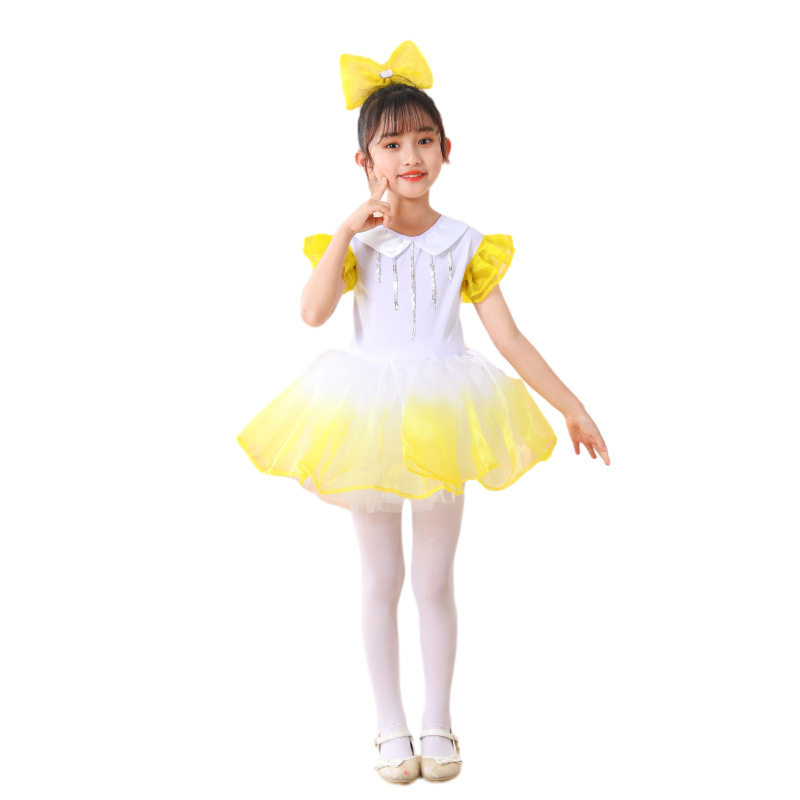 六一儿童演出服追梦我舞蹈服女童七彩蓬蓬纱裙飞的更高舞蹈合唱服