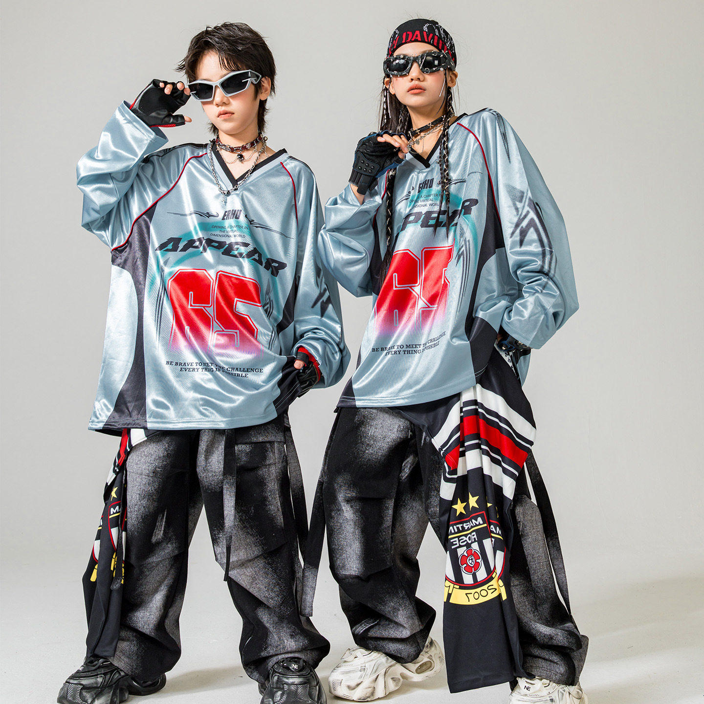 街舞儿童潮服嘻哈风hiphop套装男女童潮酷痞帅风少儿架子鼓演出服
