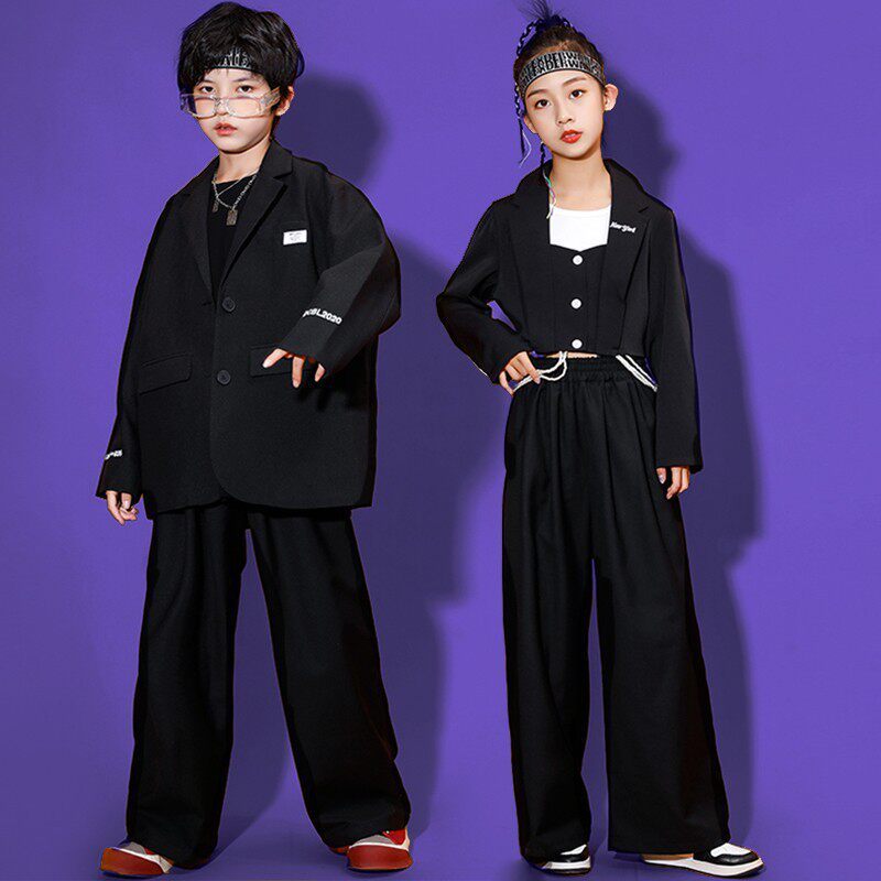 儿童爵士舞hiphop服装西装演出服套装男女童嘻哈走秀潮服秋季潮牌