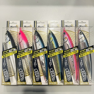 日本Maria玛利亚新款LEGATO 190mm60g浮水铅笔波爬海钓黄鲣金枪饵