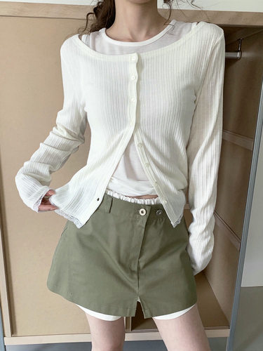 Form26新春韩国东大门IMFACT韩系时尚百搭温柔休闲蕾丝边开衫