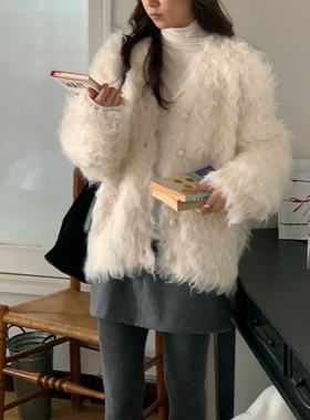 form韩国2025秋季baking powder新款时尚百搭宽松显瘦毛毛外套