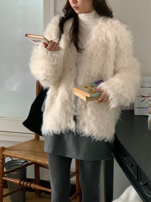 form韩国2025秋季baking powder新款时尚百搭宽松显瘦毛毛外套