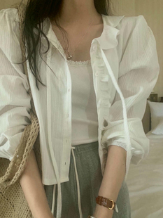 Form韩国东大门pretty young thing春季 甜美蝴蝶结系带宽松衬衫