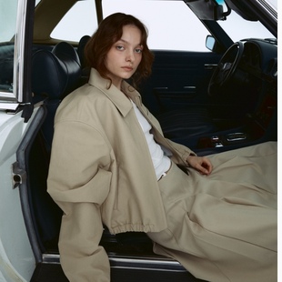 韩国masion设计师款 简约翻领夹克短外套小个子休闲外套 时尚