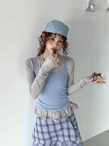 Form26新春韩国东大门IMFACT韩系时尚可爱真两件吊带背心木耳边女