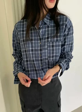 Form韩国东大门2026weather秋季新款时尚气质百搭格子休闲衬衫女