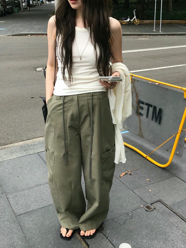Form26新春韩国东大门nuese韩系时尚百搭宽松休闲抽绳工装裤女