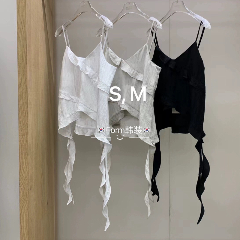 现form韩国东大门代购morethanyesterday时尚不规则荷叶边吊带