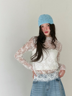 Form26新春韩国东大门LVC韩系时尚透视半高领内搭网纱打底衫薄款