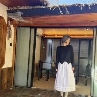 seoul蕾丝拼接纯色半裙 oil Form韩国东大门25新春夏正品 代购