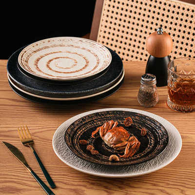 餐盘陶瓷家用高颜值浮雕耐热防烫