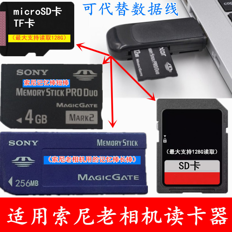 适用索尼老款相机记忆棒MS Pro/MS Duo短棒长棒读卡器替代数据线