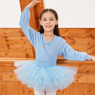 儿童秋冬针织舞蹈服毛线短外套女孩保暖练功服长袖 上衣毛衣1982