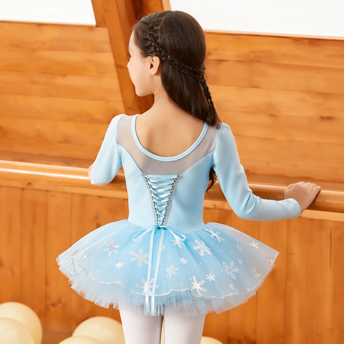 长袖纯棉女童芭蕾舞裙练功服