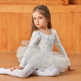 偲珂莉儿童纯棉长袖舞蹈服少儿练功服女童芭蕾舞裙表演服tutu1971
