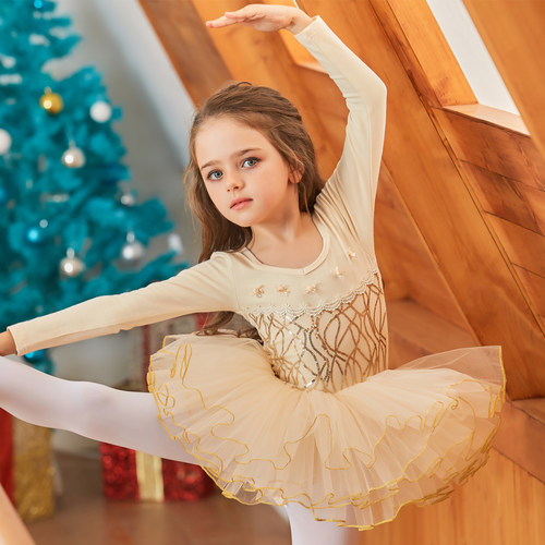 儿童纯棉长袖舞蹈服芭蕾表演服