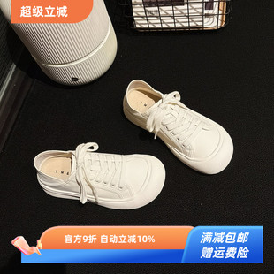 ins学生女鞋 mona 超软休闲板鞋 娃娃头真皮两穿小白鞋 女2025夏新款