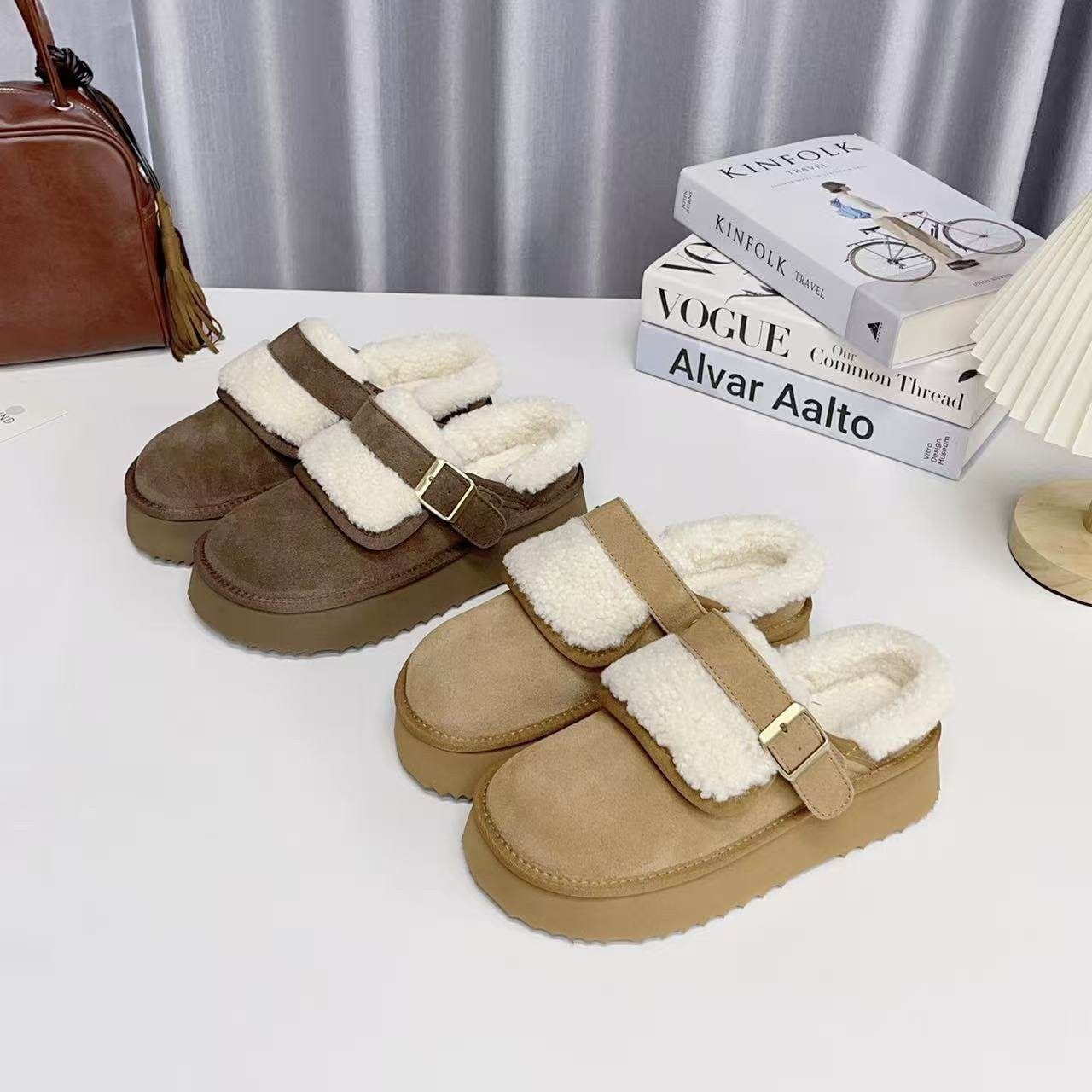 冬季懒人毛绒勃肯鞋女厚底包头拖鞋保暖外穿一脚蹬棉鞋,女鞋,勃肯鞋/软木鞋,淘宝优惠券,粉丝福利购,淘宝优惠卷