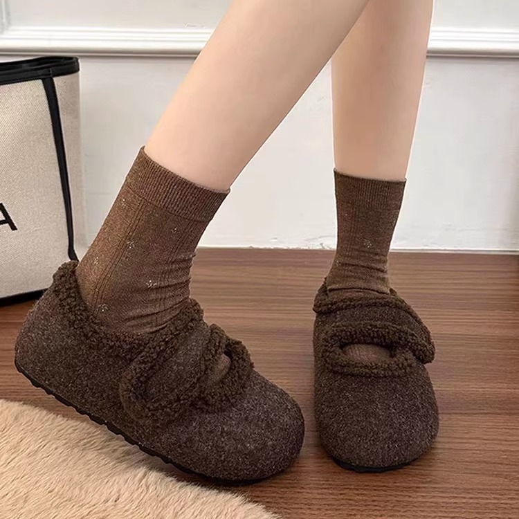 复古加绒毛毛玛丽珍鞋