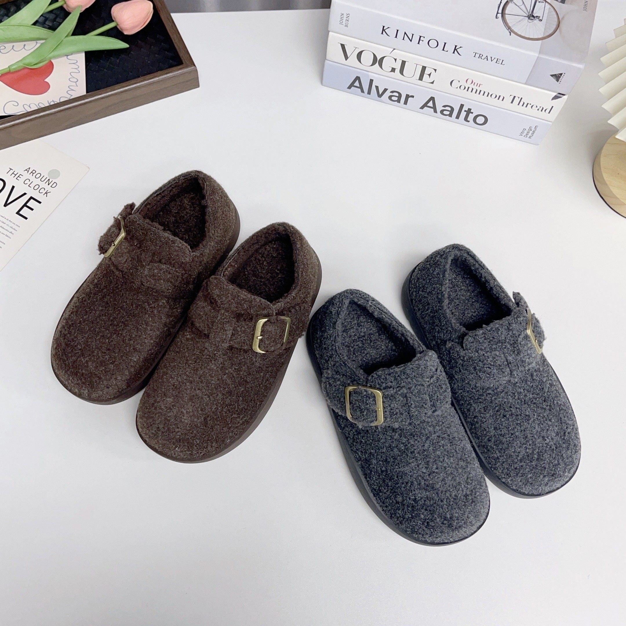 毛呢勃肯鞋女冬厚底圆头休闲平底舒适吐司鞋金属扣棉鞋,女鞋,勃肯鞋/软木鞋,淘宝优惠券,粉丝福利购,淘宝优惠卷