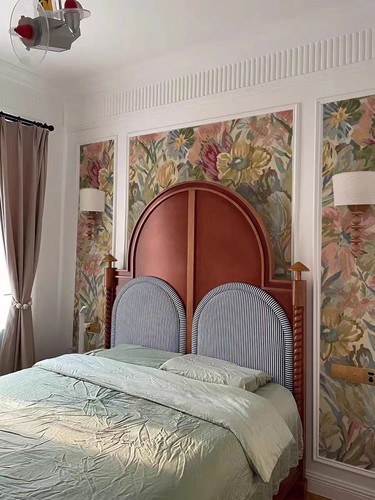 法式复古实木床双人床1.8米美式民宿设计师款高背高端乡村诧寂风