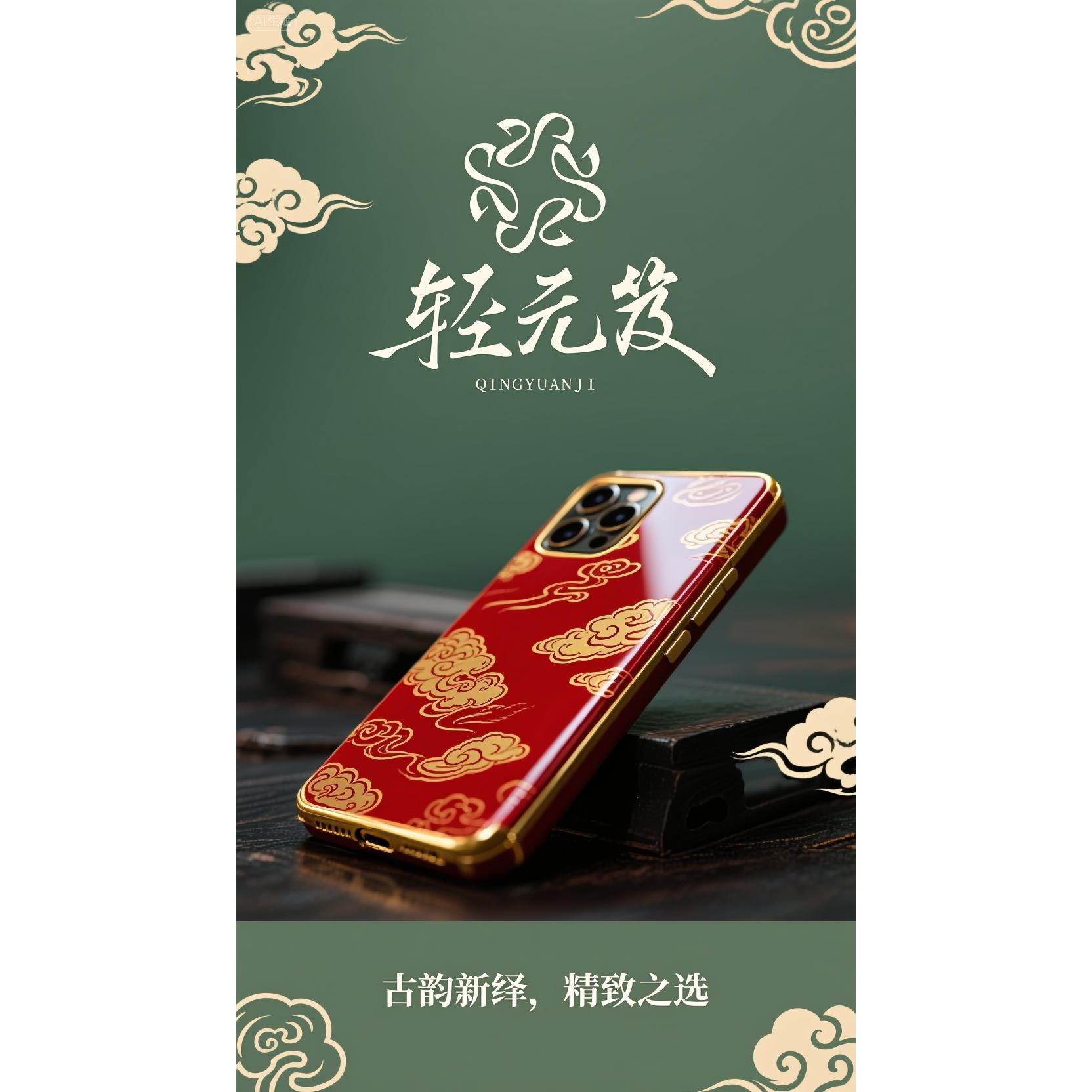 轻元笈龙井奶茶减肥定制手机壳 朱红底芨 茶养元脂燃元植固元