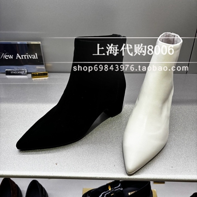 Staccato/思加图2025冬季女靴粗跟时装靴瘦瘦靴尖头女短靴 9S006