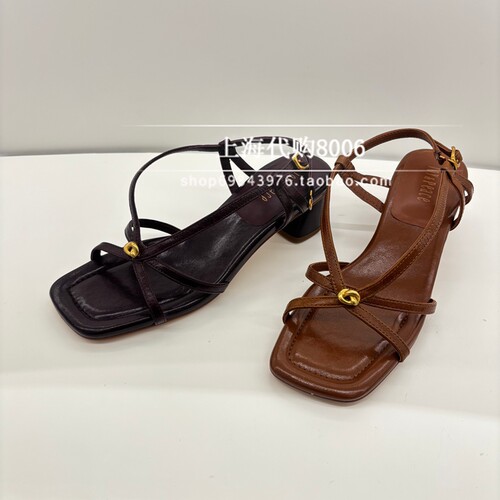 JoyPeace真美诗2026夏季女鞋专柜正品V口一字带粗跟鞋女凉鞋Y1H14