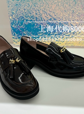 le saunda/莱尔斯丹2024秋季女鞋方头套脚粗跟乐福鞋单鞋 5T53202