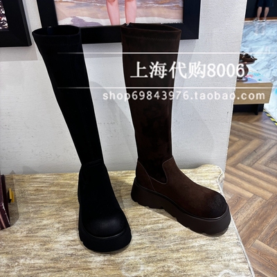 MIO米奥2025冬季女靴弹力靴圆头厚底长筒靴增高瘦瘦靴 M255825099