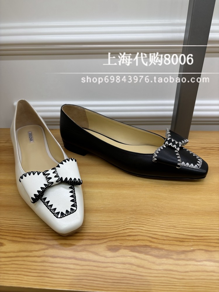 dissona迪桑娜2024春季女鞋浅口方头蝴蝶结平底单鞋177471 177460