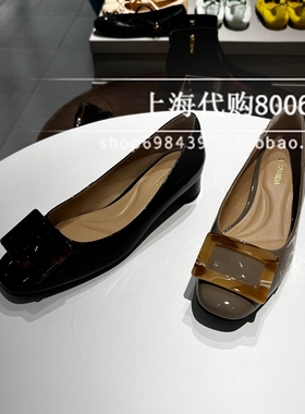 Le saunda莱尔斯丹2025秋季女鞋饰扣粗跟鞋浅口圆头女单鞋6T23801