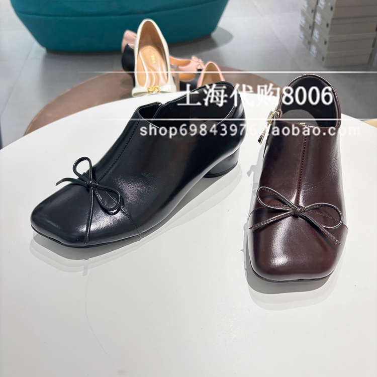 Le saunda莱尔斯丹2025秋季女鞋粗跟拉链通勤踝靴子女短靴6T34503