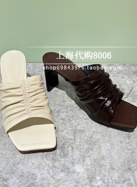莎莎苏2026夏季女鞋专柜正品法式高跟凉拖鞋一脚蹬拖鞋Z76312A-14