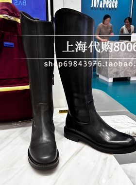 真美诗2025秋冬季女靴英伦风骑士靴长靴西部靴平跟高筒靴女 81168