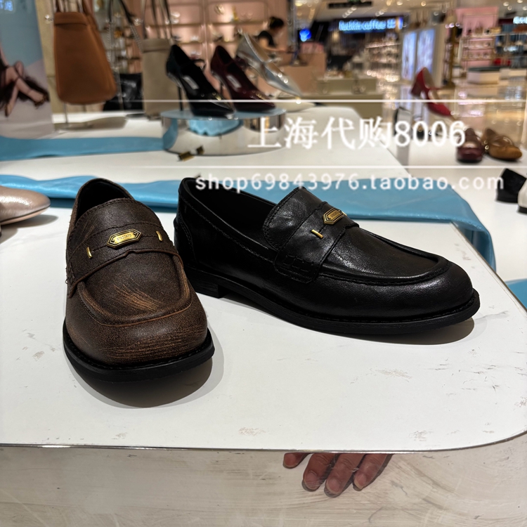 思加图2025秋季女鞋乐福鞋一脚蹬