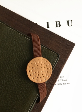 原创手工定制饼干手账本绑带 Mbox头层真皮笔记本捆绑带 创意挂件