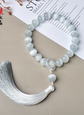 白月光猫眼石流苏古风手捻珠