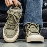 1613-2886-P75新款男军绿色休闲板鞋复古潮鞋百搭软底耐磨运动鞋，男鞋休闲鞋，星座1613-1