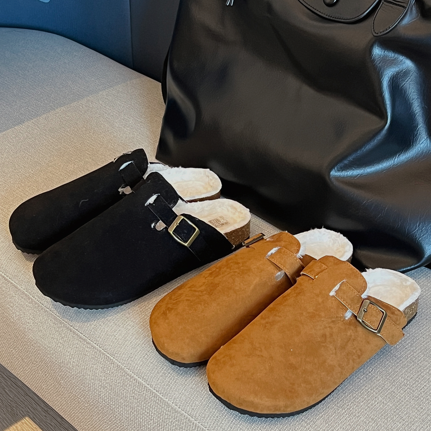 1613-TX36-P45加绒博肯男女包头拖鞋冬季保暖毛毛鞋外穿懒人拖鞋，男装棉衣，星座1613-1