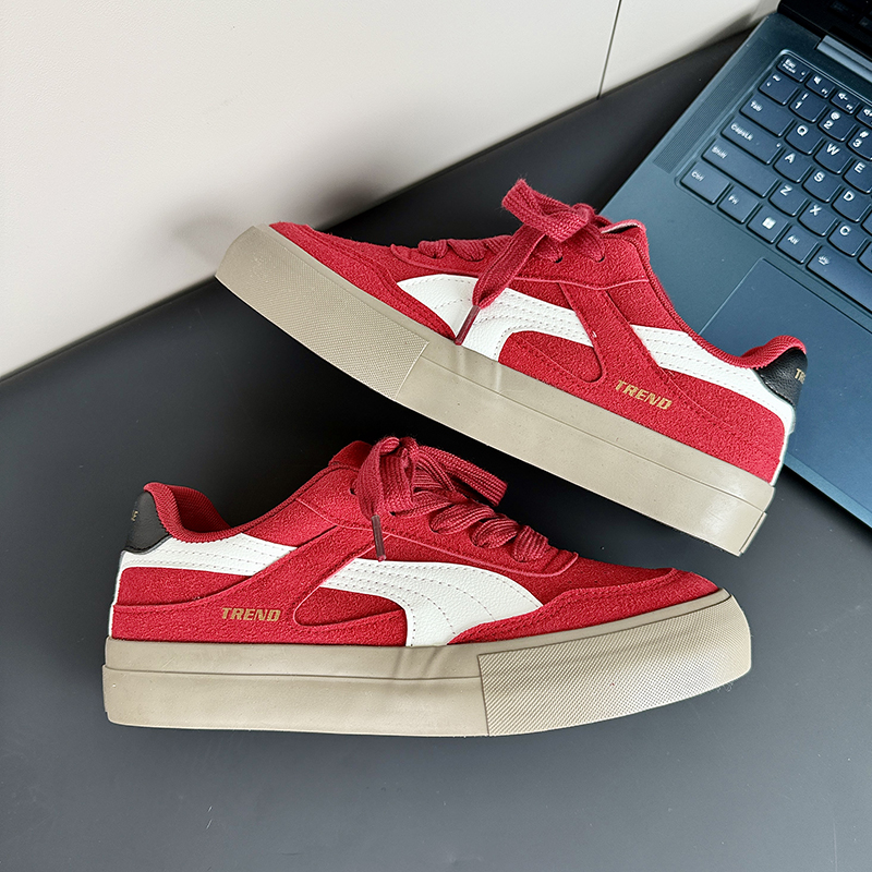 1613-2854-P75红色厚底德训鞋男百搭板鞋学生休闲运动鞋潮流2025，男鞋休闲鞋，星座1613-1