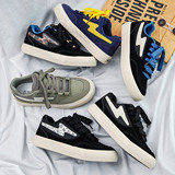 1613-2889-P68黑色面包板鞋男百搭休闲拼色耐磨男鞋子豹纹腰果花，男鞋休闲鞋，星座1613-1