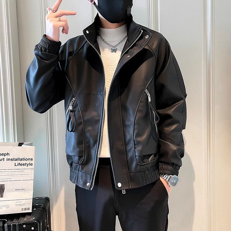 高级感痞帅皮衣秋冬款潮牌工装皮夹克2025新款时尚男皮衣机车外套,男装,皮衣,淘宝优惠券,粉丝福利购,淘宝优惠卷
