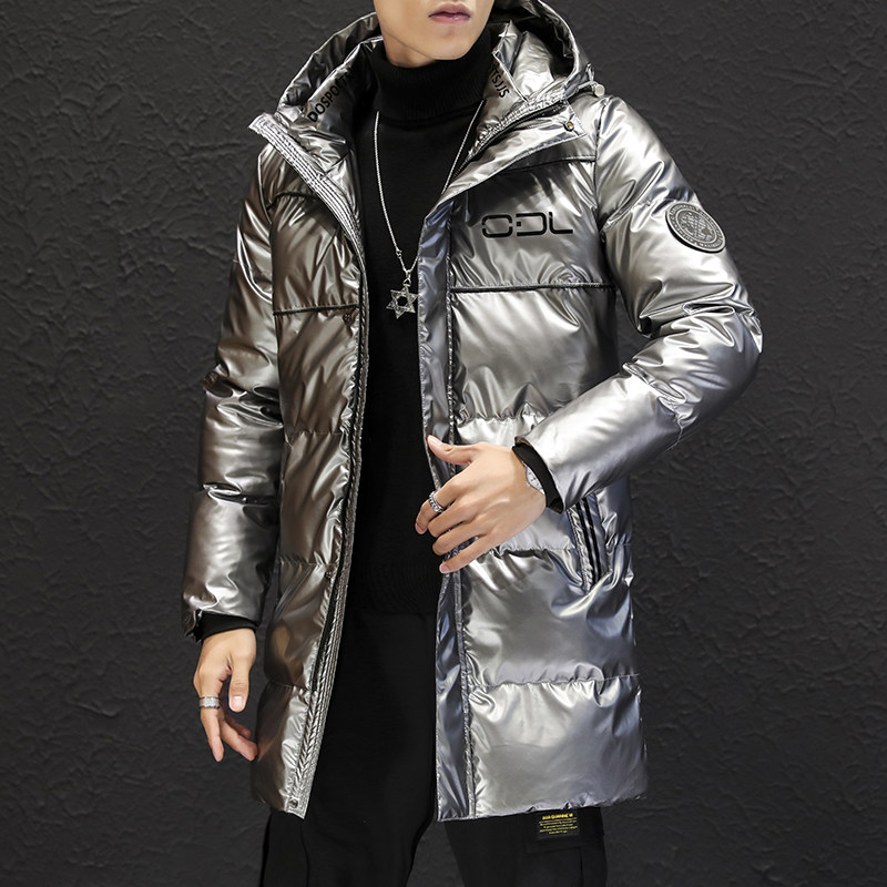 男士羽绒棉服中长款冬季加厚外套2025新款潮流帅气亮面男装袄子