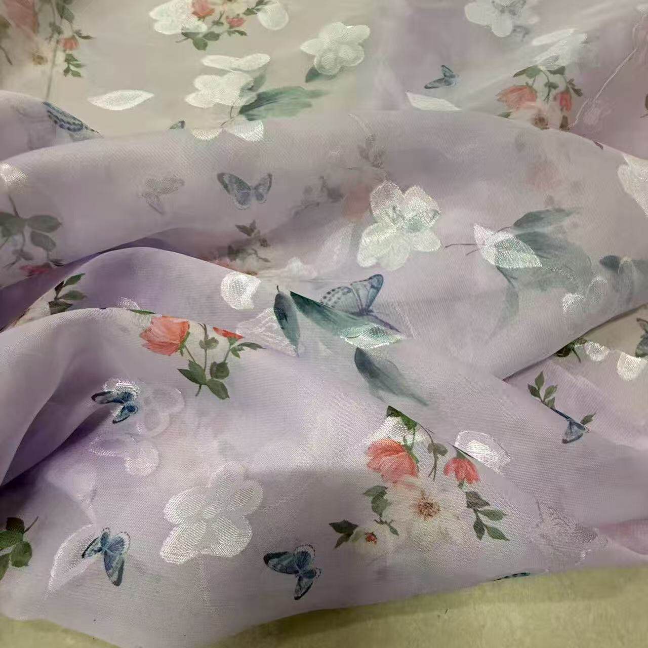小梅花精致网布棉纱婚纱头纱吊带衫童装汉服连衣裙绣花布刺绣面料